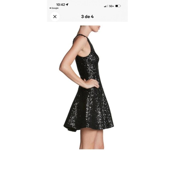 (C1) Free People black sequined mini dress, flared and lined, women's size XS - Picture 2 of 13